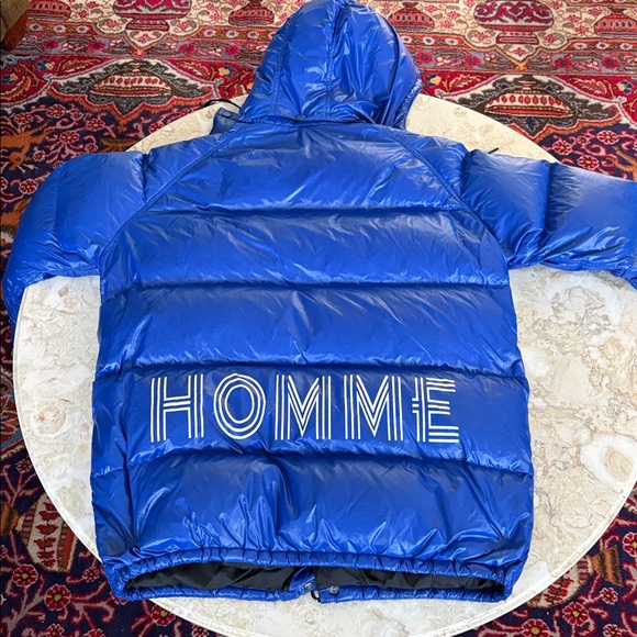 HOMME+ Vancouver Blue Down Puffer Jacket — Detachable Hood, Zip & Snap Front - Picture 8 of 11